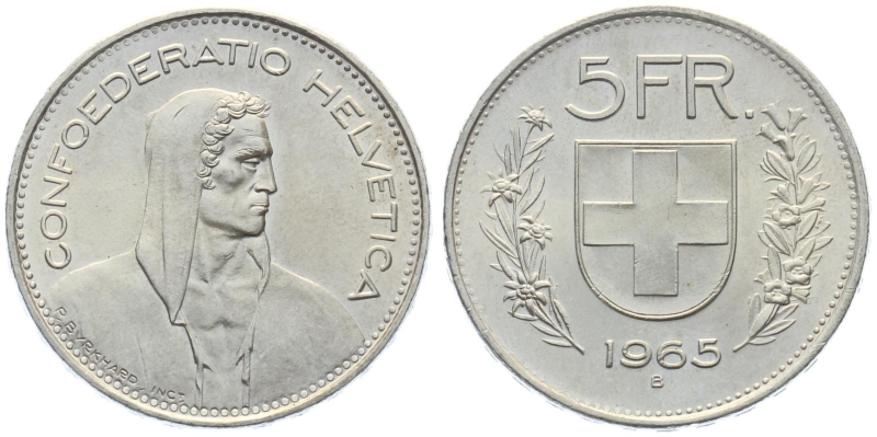 5 Franken 1965 B - Jubiläumsmünze 2025 für Personen mit Jahrgang 1965